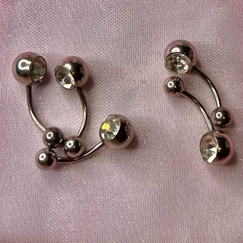 Elegant Silver Crystal Studded piecing 1 for 8 or 3 for $18